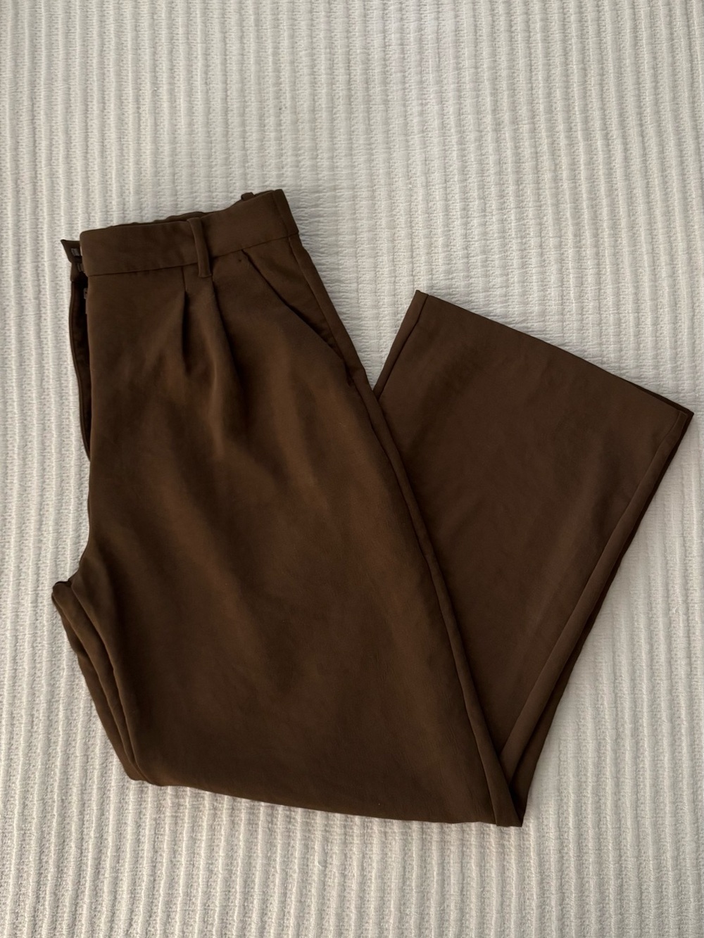 Abercrombie & Fitch Dark Brown Pleated Wide Leg Trousers Pants 31/12